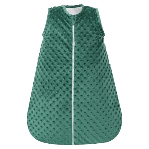 Image of PHF Baby Sleep Sack 2.5 TOG with Plush Minky Dot, 12-18 Months Winter Baby Wearable Blanket with 2-Way Zipper, Warm Comfy Quilted Cotton Sleeping Bags, 3-Layers Design Sleep Sack, Large Size, Green