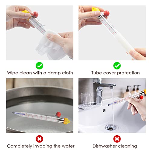 2 Pcs Thermometer Candy Deep Fry Oil Frying Syrup Jam Jelly Sugar Candy Making Food Cooking Stainless Steel Kitchen Thermometer With Pot Clip & Hanging Hole #TOP7