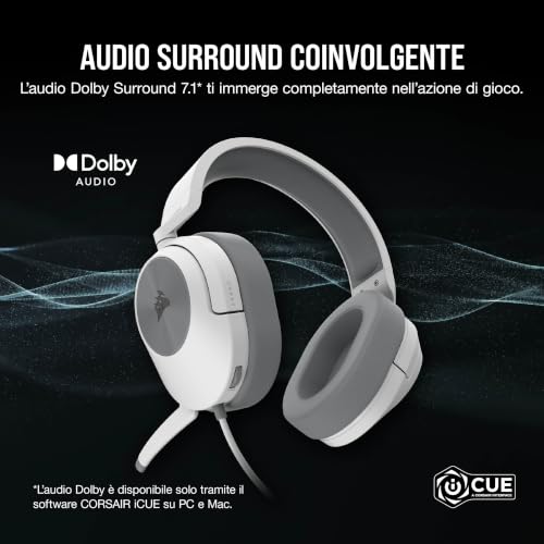 HS55 SURROUND Cuffie Gaming Cablate 7.1 Multipiattaforma – Bianco - Cuffia gaming - Immagine 1