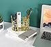 Nugorise Pen Holder, 3 Compartment Metal Pencil Holder, Decorative Desk Storage Organizer Container for Stationery and Desk Accessories, Gold