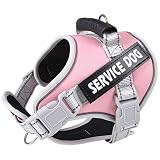 Pettorina per cani anti-tiro, per cani di taglia media e grande, regolabile, traspirante, con manico, gilet riflettente per camminare sul petto, rosa