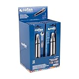 Cofan Expositor de cúteres de aluminio | Incluye 12 cúteres profesionales | Hoja negra SK2 65HRC de 9 mm | Bloqueo automático y cambio rápido