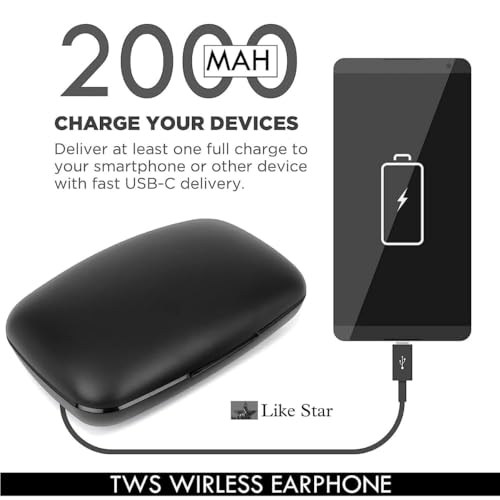 Image of Elevea 𝟏𝟓 𝐘𝐞𝐚𝐫𝐬 𝐆𝐮𝐚𝐫𝐚𝐧𝐭𝐞𝐞 Wireless Bluetooth Earbuds Hook Design, 48 Hours Playtime, Touch Control LED Display Case, Crystal Clear Calls Music Secure Fit
