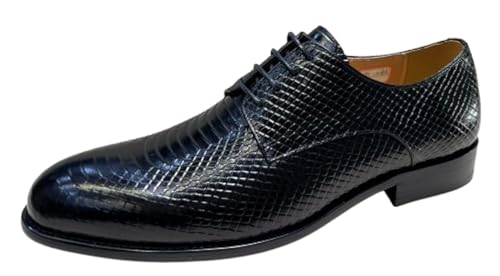 Santimon Men’s Textured Oxfords Formal Dress Shoes - Lace-Up Leather Business Shoes for Men Classic Snakeskin Pattern Wedding Office