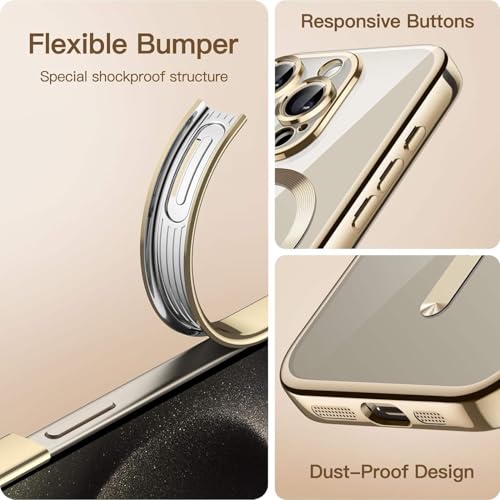 Image of TPU Designed for iPhone 15 Pro Max Luxury Electroplating Case [Magnetic MagSafe] [Integrated Lens Protection] Back Cover Case for iPhone 15 Pro Max (Green)
