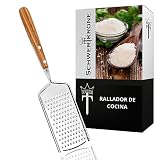 Schwertkrone Rallador de cocina, rallador de queso, rallador de verduras fino/grueso de madera de olivo/acero inoxidable (fino)