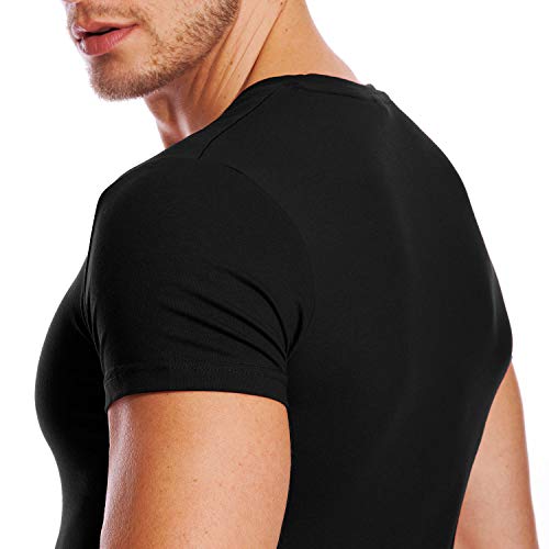 V Neck T Shirts Men Deep V Neck Tee Muscle Slim Fit Low Cut Undershirts Black M #TOP5