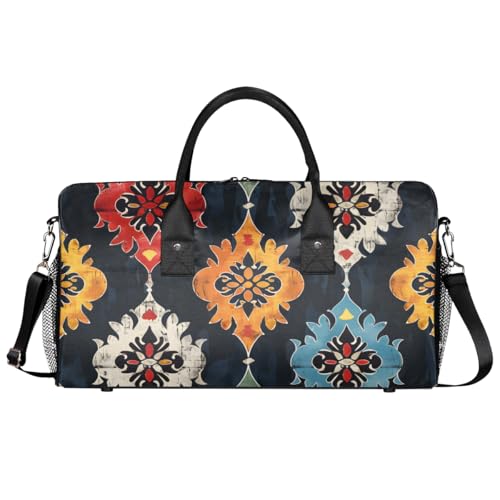 Colorful Flower Travel Duffle Bag for Women Men Foldable Waterproof Weekender Bag Carry on Tote for Overnight Sports Gym Vintage Bohemia