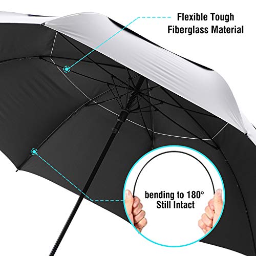 G4Free 72 Inch Huge Golf Umbrella Uv Protection Auto Open Windproof Umbrella Oversized Extra Large Vented Double Canopy Umbrella For Family (Silver/Black) #TOP4