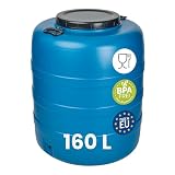 Garronda Bidone in Plastica 160 L HDPE con Coperchio Serbatoio Acqua per Raccolta Piovana Contenitore Alimentare per Stoccaggio e Fermentazione Grande Apertura GD-0186 Blu