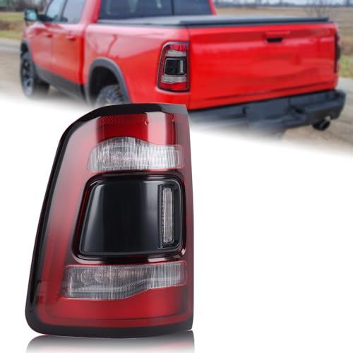 Duolctrams Black Trim LED Type Tail Light Rear Lamp Without Blind Spot Assembly Compatible with 2019-2025 Ram 1500 Left Driver Side 55112993AD 55112993AB 55112993AC CH2800216 by Duolctrams - Used condition - US$70.75