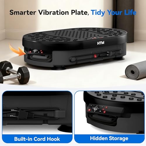 HTM Vibration Plate Exercise Machine, 9 Modes & 120 Speeds, Body Shake Plate with Resistance Bands Slot & Remote Control, 300 Lbs Capacity Shake Board for Weight Loss Fat Burner Home Fitness Workout - Image 4