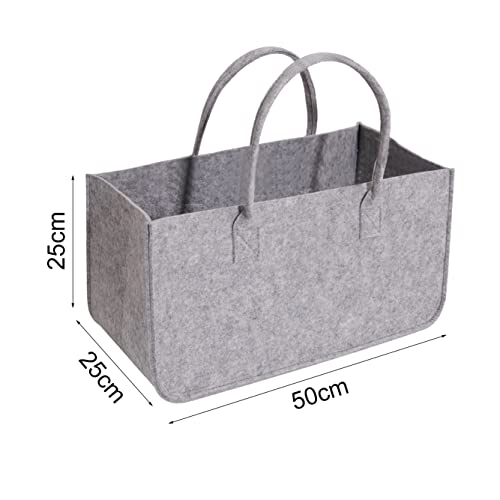 Filztaschen 2 Stück Kaminholztasche Filz, Groß Kaminholzkorb Filztasche Shopper Faltbar Filz Einkaufskorb für Holz Zeitungen Kaminholz Filztasche Maße (Grau- 2 Pcs Set)-2