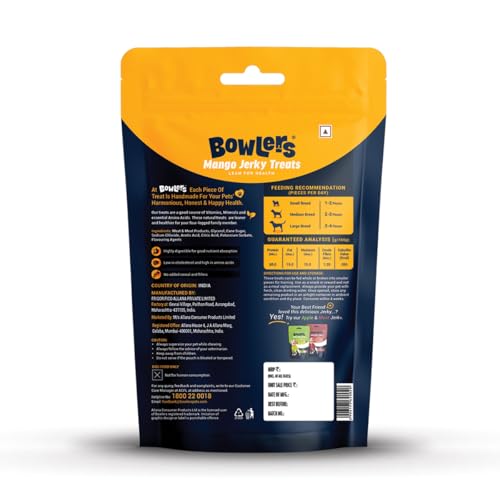 Image of Bowlers Dog Treats Mango Meat Jerky| 70g High on Protien |Low in Fat | Grain Free | Handmade Treats