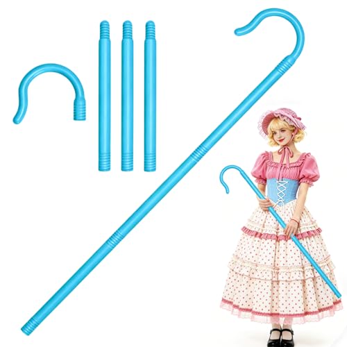 Shepherd Staff Plastic Hook Cane Shepherdess Walking Stick Costume Accessory for Halloween Nativity Cosplay Prop Themed Party 40 Inch Blue