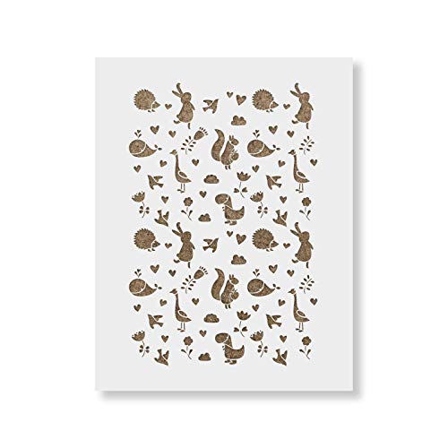 Cute Animals Pattern Wall Stencil - Cute Stencil, Stencil Baby
