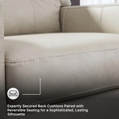 Image of Signature Design by Ashley Santorine Beige Leather Accent Chair, Bone