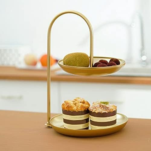 Mumusuki Tiered Tray Stand, 2 Tier Iron Waterproof Fruit Serving Tray Double Tier Storage Platter for Home Office Party Wedding Decor (Gold), Mumusukifu05r2np3b-11