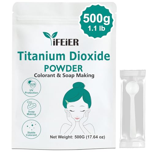 iFEiER Titanium Dioxide Powder 500g(1.1 lb) | Non-Nano Pure Titanium Dioxide for Soap Making, TiO2 Sunscreen and Lotion | Colorant Pigment for Paints, Decorations, Ceramics and Crafts