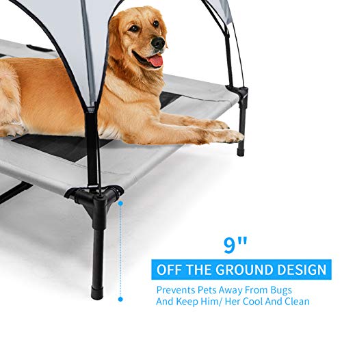 WiseWater Dog Cot Canopy, X Large 48\" X 36\" Dog Cot Bed with Canopy for 120 Lbs Large Dogs with Extra Bag, Portable for Camping, Traveling, Beach, Training, Indoor and Out Door Use - Thumbnail 2