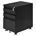 Giantex 3 Drawers Rolling Mobile File Pedestal Storage Cabinet Steel Home Office (Black)
