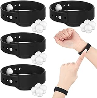 4 Pcs Motion Sickness Bracelets Bands Sickness Adult Adjustable Acupressure Wristband Headache Relief Anxiety Relief Waterproof Band for Seasickness Car(Black)