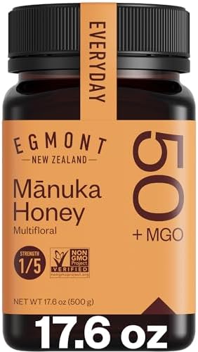 Egmont Honey Raw Manuka Honey MGO 50+ 17.6oz (500g) NON-GMO, Kosher, Recycled plastic jar, Traceable 100% Pure Authentic New Zealand Honey, MGO Certified
