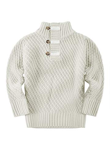 Runcati Baby Kids Boys Girls Sweaters Turtleneck Cable Knit Pullover Long Sleeve Casual Soft Fall Winter Warm Sweatshirt Beige