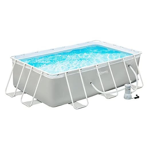Outsunny Piscina Desmontable Tubular 340X215X80 Cm Piscina Rectangular De Exterior Con Depuradora De Cartucho 4.000 L/H Mangueras Longitud 100 Cm Y Marco De Acero 4200 L Gris