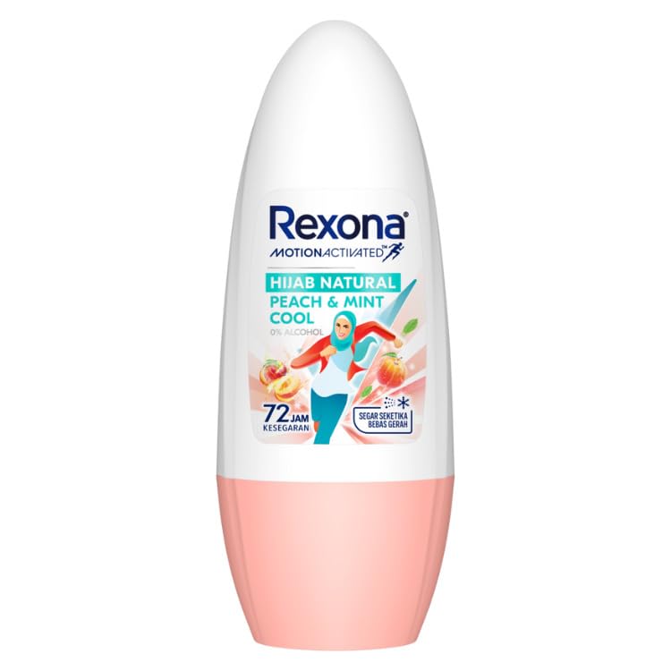 Rexona Women's Deodorant, Roll-on, 1.6 fl oz (45 ml), Hijab Natural Peach & Mint Cool