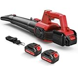 PoolLeader Laubbläser Akku,220km/h Laubbläser Elektrisch,Bürstenloser Motor | 6-Gang & 2x4000mAh, 800m³/h Laubbläser mit Akku und Ladegerät mit Verstellbarem Schultergurt,Kabelloser Laubbläser für Garten
