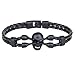 COOLLA Men's Vintage Leather Wrap Wrist Band Skull Bracelet Sl3381 (Black)