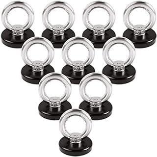 Grtard Strong Magnetic Hooks, 10 Pack 40 lbs Pulling Force Magnet Hooks Heavy Duty, Neodymium Magnet Hooks with Countersunk Hole Eyebolt, Magnet with Hook for Workplace, Kitchen, Garage - Dia 25 mm