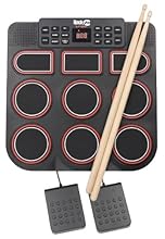 9 Pad Tabletop Electronic Drum Kit – This compact digital drum set features 9 velocity-sensitive pads including snare, toms, hi-hat, crash and bass for a realistic drumming layout. Bluetooth Electronic Drum Kit Connectivity – Stream music from your p...