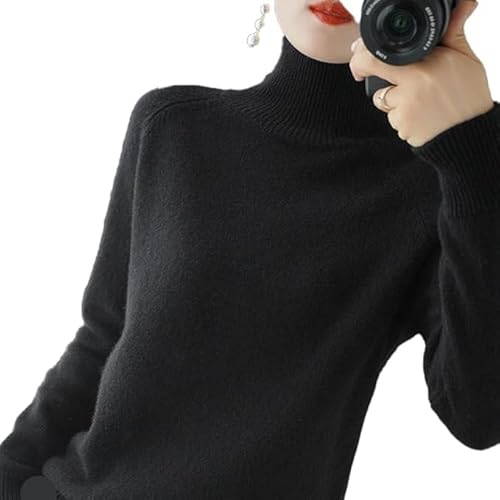 BAWUTZ Cashmere Sweater for Women, Women's Turtleneck Sweater Black
