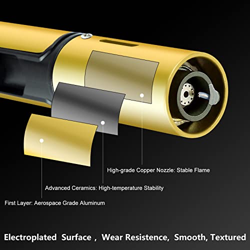 Pen Shape Torch Lighter, Windproof Straight Blue Flame Jet Lighter, 6 Inches Long Lighter With Fuel Visible Gas Window, For Candle Kitchen Welding Bbq Camping Grill (Butane Not Included) (Red+Silver) #TOP5