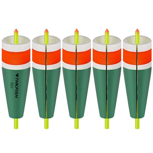 Fishing Bobbers Slotted, Weighted Fishing Floats, Bobbers for Fishing whith Glow Sticks, Fishing Corks, Fishing Bobbers Floats for Bluegill Panfish Trout Catfish Bass, 5PCS,3in,4in,5in (Green, 4in)