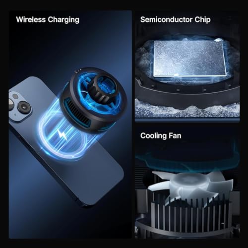 ULANZI SK-10 3 in 1 Semiconductor Cooling Fan - Magnetic Cell Phone Stand & Wireless Charger, Height Adjustable Desk Holder Compatible with iPhone 17/Pro/Pro Max for Live Streaming, Gaming & Office