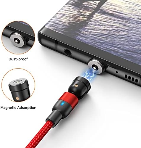 AUFU Magnetic Phone Charger Cable [5Pack, 1M/1M/2M/2M/3M] Magnetic Charging Cable Nylon Braided Magnetic Cord for Android Micro USB Type C USB C