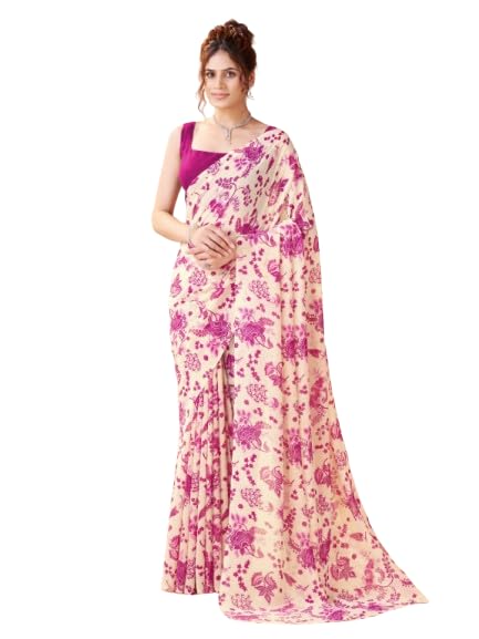 Image of Garden Vareli Women Georgette All Over Floral Printed Saree