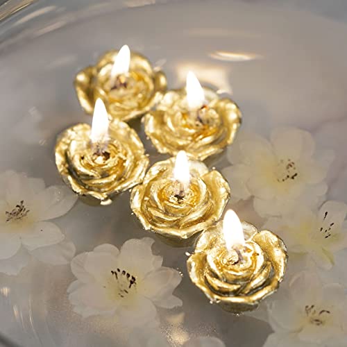 Efavormart Set Of 12 Gold Mini Floating Rose Candle Ideal For Aromatherapy Weddings Party Favors Home Decoration Supplies #TOP1