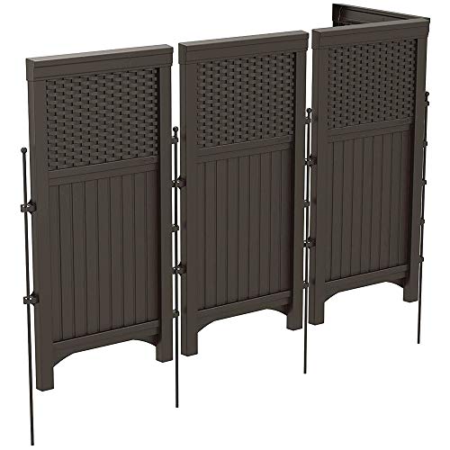 Suncast 4 Freestanding Wicker Resin Reversible Panel Outdoor Screen Enclosure, Brown, 23" by Suncast - Image 2