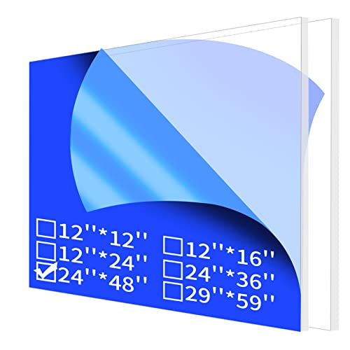 Image of Art3d (2 Pack) 1 /8 inch Thick Plexiglass Sheets - 48 inch x 24 inch PET Clear Acrylic Sheets for Art Design,Craft Projects, Signs, DIY in Home, Wedding, Festival,Party,Office