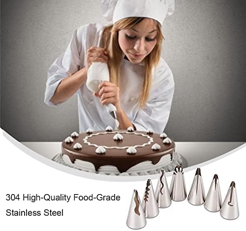 7 Pcs Piping Nozzle Tip Set Reusable 304 Stainless Steel Ruffle Icing Nozzle Cake Decorating Tool for Baking DIY Cookie Cream Cupcake Decorating