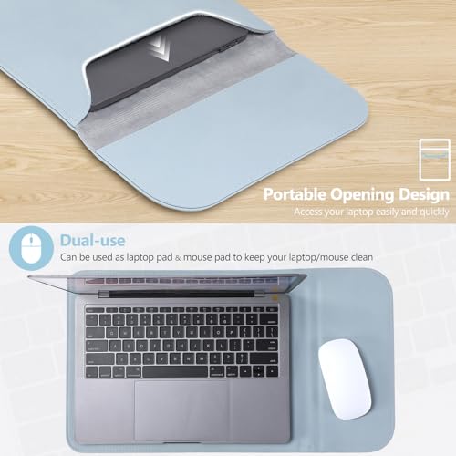 HYZUO 13 Inch Laptop Sleeve PC Case for MacBook Pro 13 M2 M1 2025-2016, MacBook Air 13 M4 M3 M2 M1 2025-2018, 13" iPad Pro/Air, Surface Pro, XPS 13, with Small Bag, Pale Blue