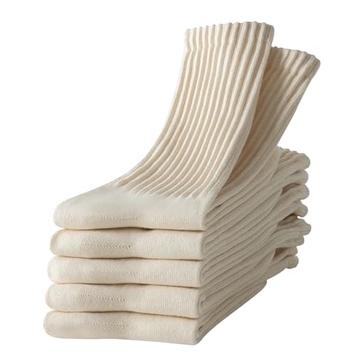 DarkCom Striped Crew Socks Casual Comfort for Women and Men 5 Pairs