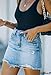 GOBLES Women's Sexy Mid Waist Zipper Closure Frayed Raw Hem Ripped Mini Denim Skirts Blue