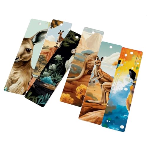 Marque-page kangourou avec pompon Lot de 6 pour livres et lecture