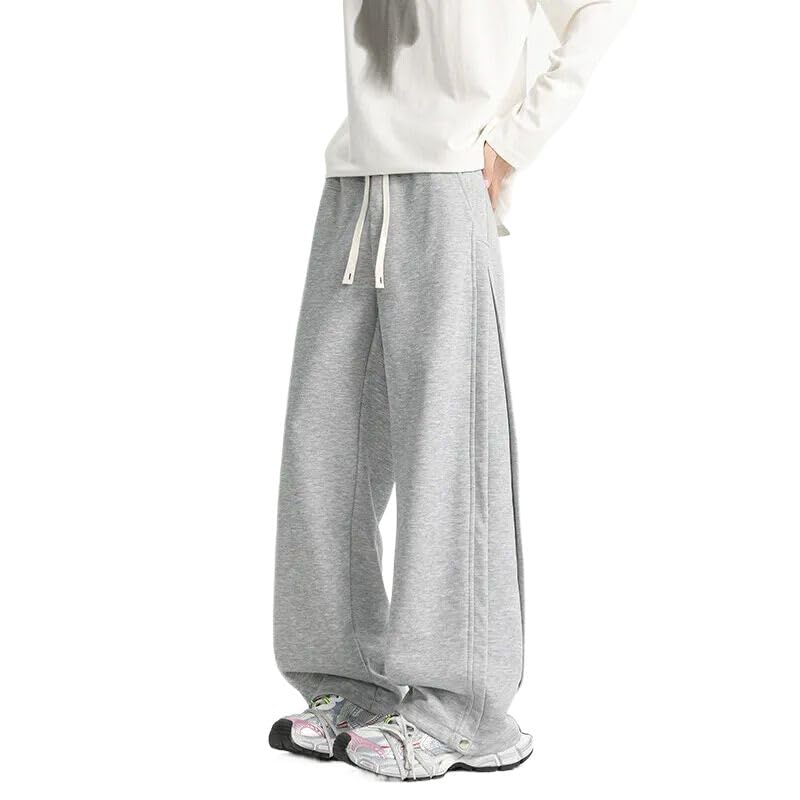 Men Casual Pants Spring Summer Straight Wide Leg Elastic Waist