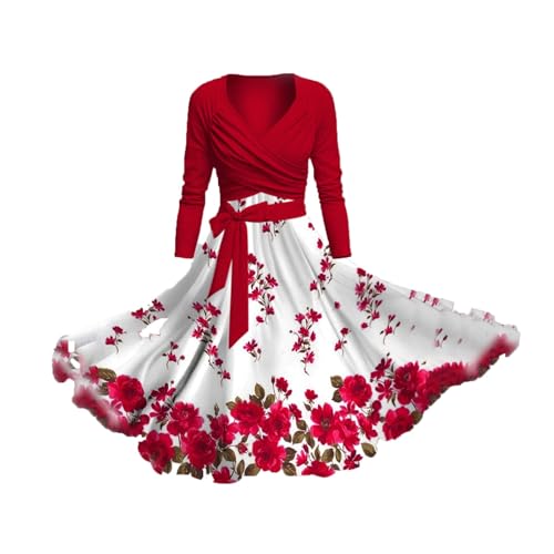 Robe de cocktail élégante FNKDOR coupe A-Line fluide imprimé rétro haut de gamme